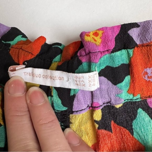 Zara Tie Waist Orange Floral Printed Mini Shorts size XS - Picture 7 of 13